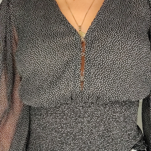Cropped A&F Polka Dot Sheer Blouse Top - Picture 4 of 5